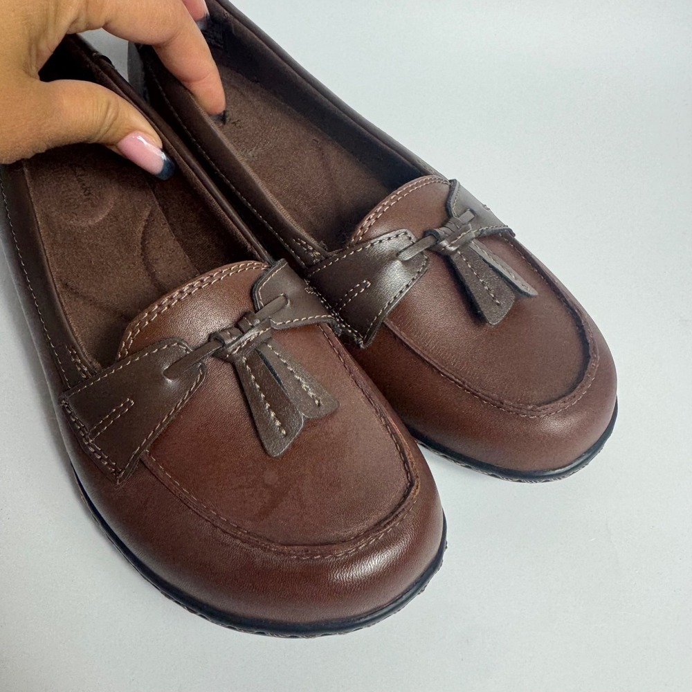 Clarks Collection Women Brown Leather Tassel Loafers Shoes Size 8 W 260673304080 - Picture 2 of 14